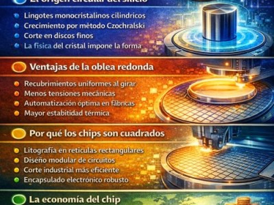 ¿Por qué las obleas son redondas… pero los chips&nbsp;cuadrados?