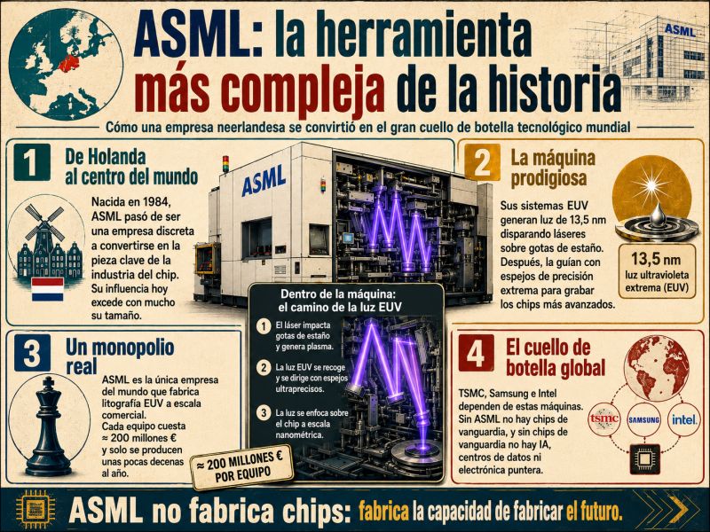 ASML (Advanced Semiconductor Materials Lithography), la empresa que fabrica la herramienta más compleja de la&nbsp;historia